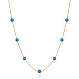 Round Cut Blue Topaz Necklace 14ct Yellow Gold