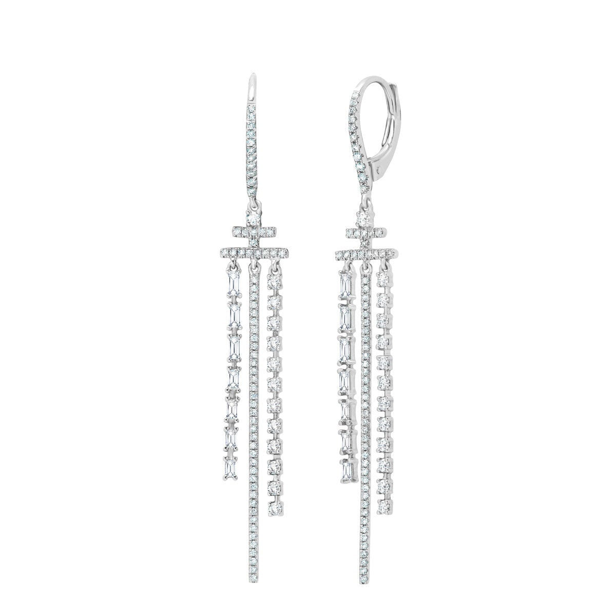 1.04ctw Round Brilliant Cut Diamond Dangle Earrings 18ct White Gold