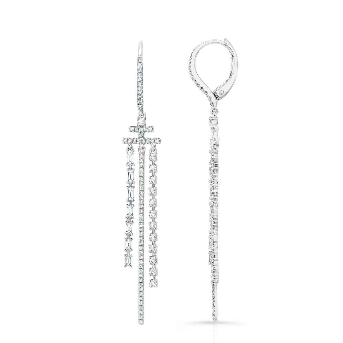1.04ctw Round Brilliant Cut Diamond Dangle Earrings 18ct White Gold