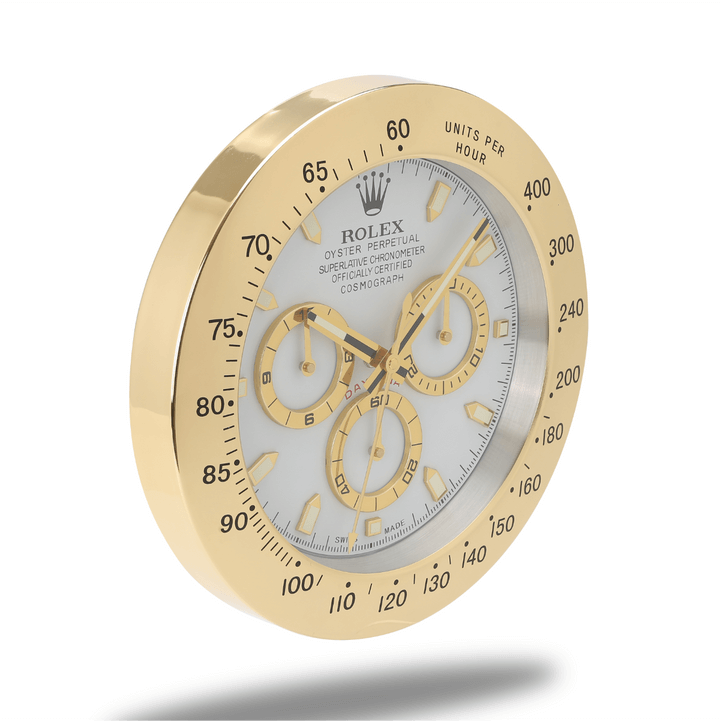 Rolex Daytona Gold & White Wall Clock