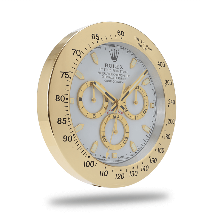 Rolex Daytona Gold & White Wall Clock