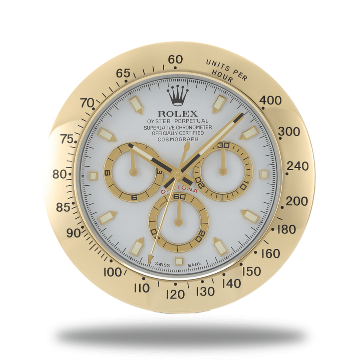 Rolex Daytona Gold & White Wall Clock
