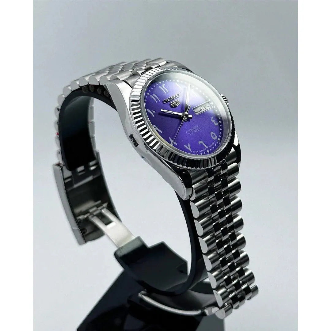 Seiko 5 Arabic Dial Daydate Purple