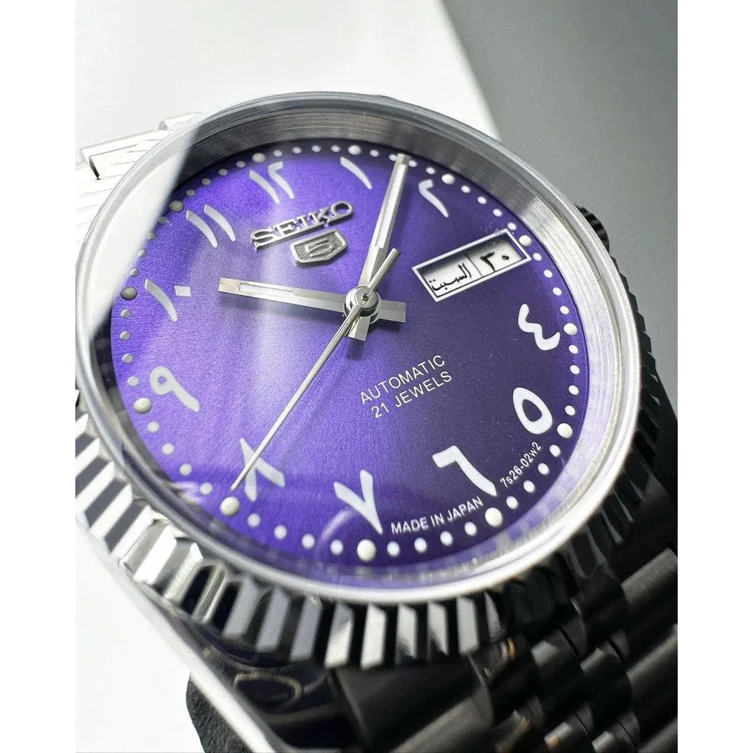 Seiko 5 Arabic Dial Daydate Purple