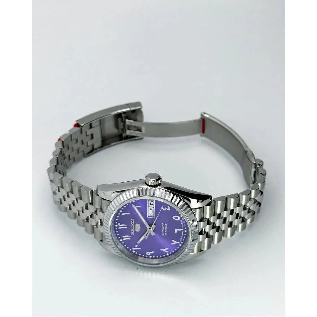 Seiko 5 Arabic Dial Daydate Purple