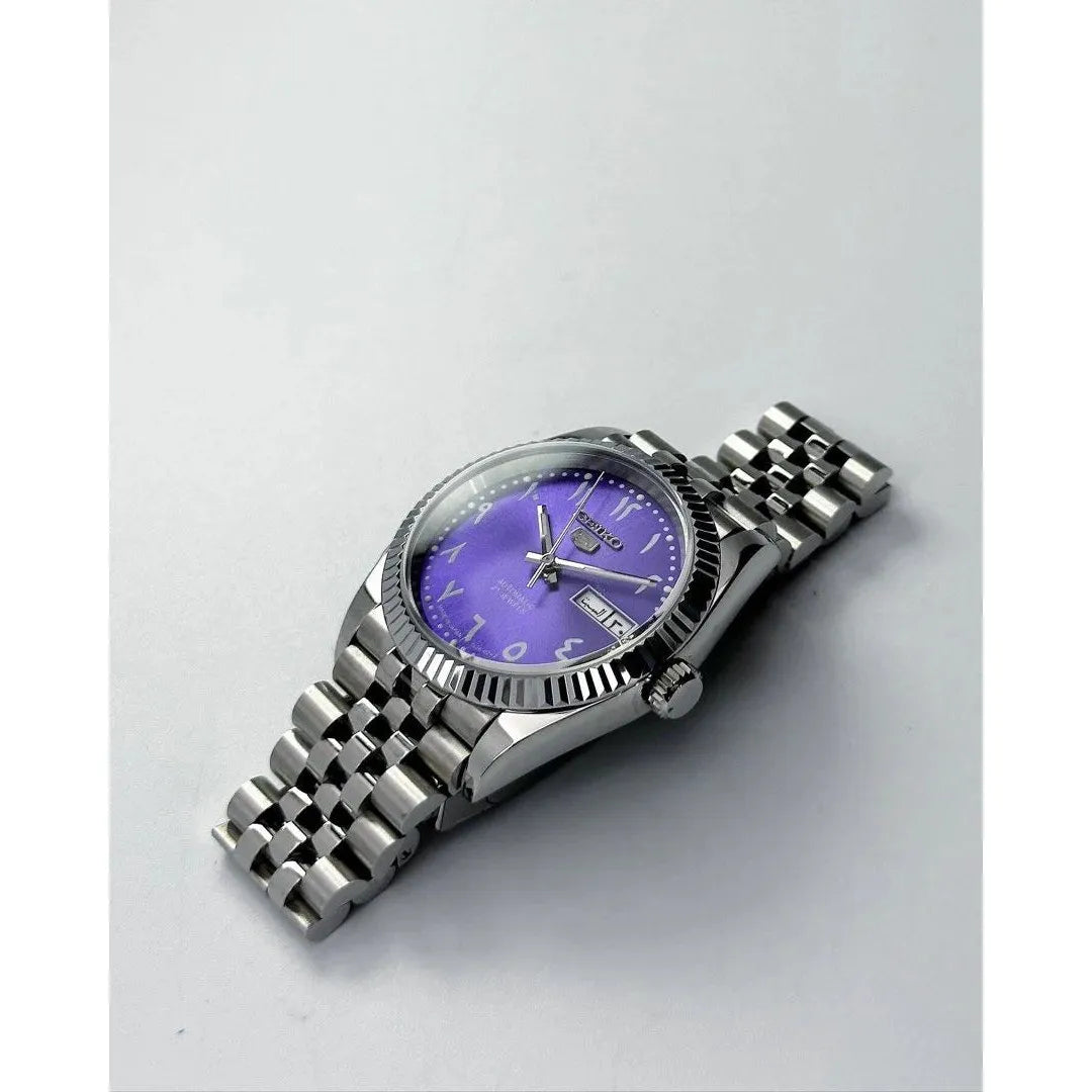 Seiko 5 Arabic Dial Daydate Purple