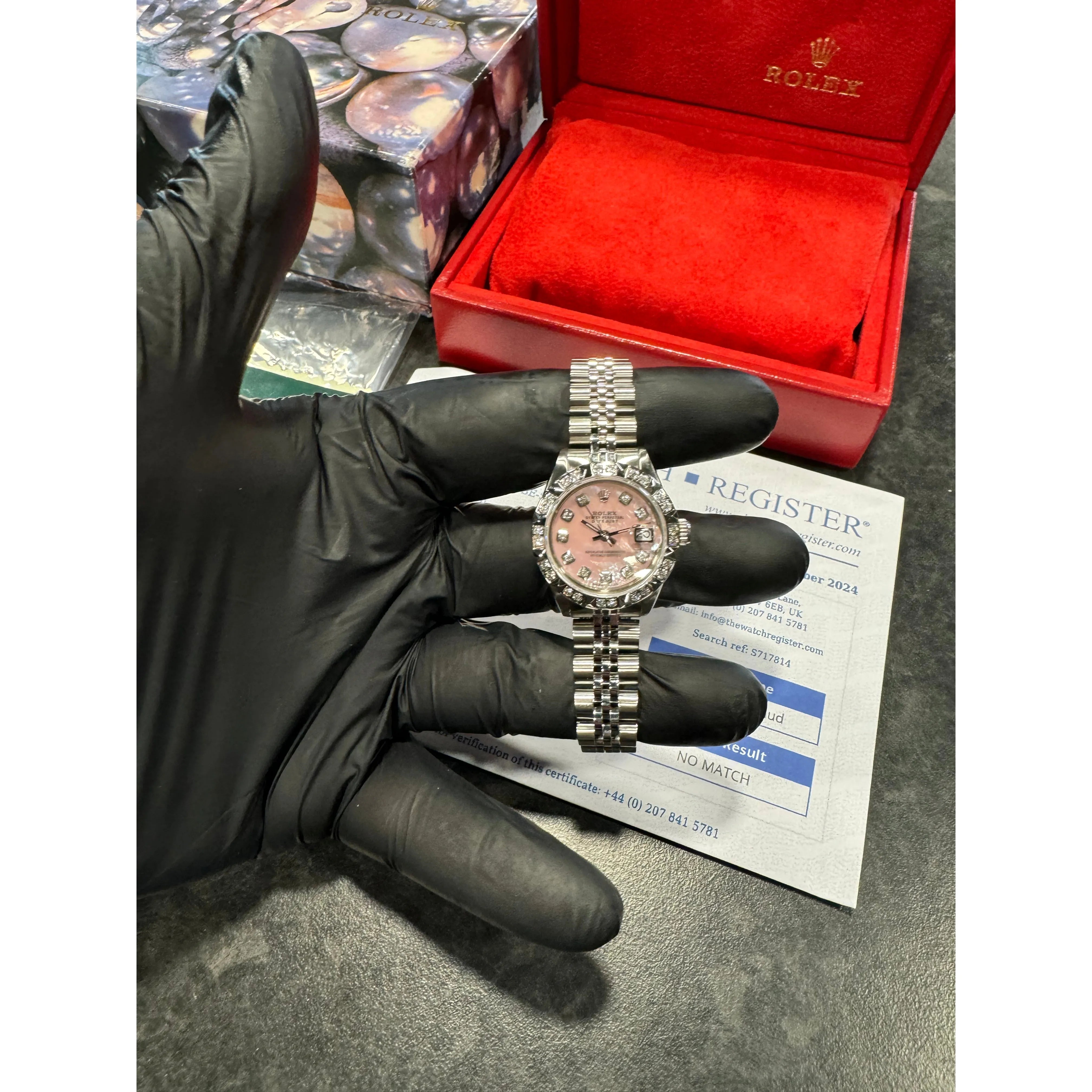 Ladies Rolex Datejust 26mm Pink MOP Face & Diamond Bezel