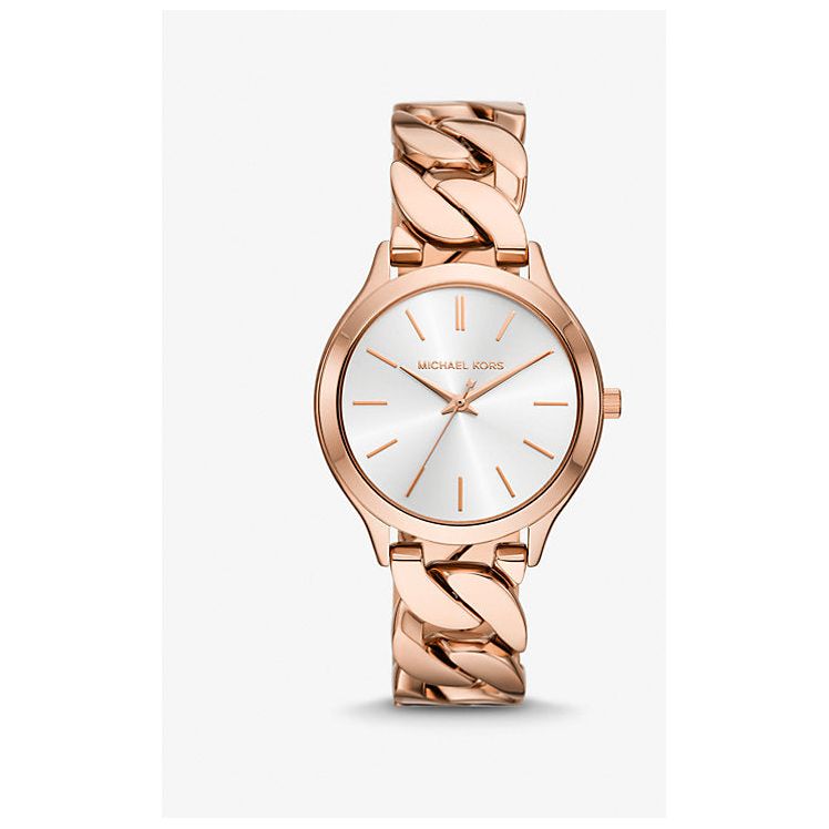 Michael Kors Slim Runway Rose Gold-Tone Curb-Link Watch