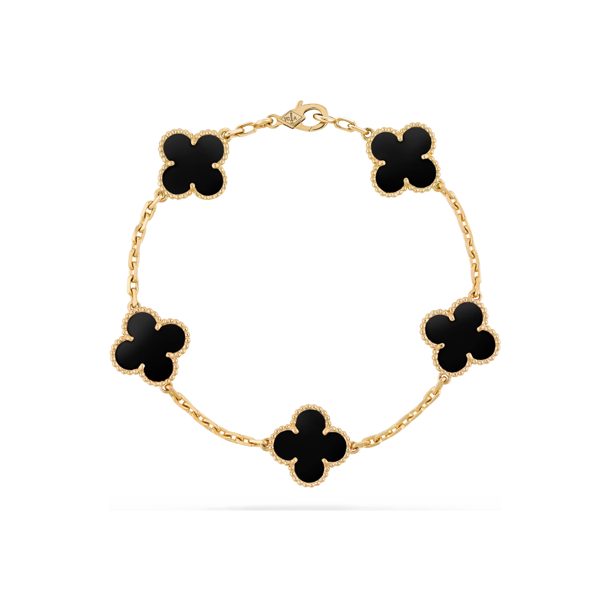 11/23 Van Cleef Alhambra 5 Motif Bracelet Onyx Box & Papers