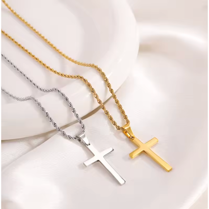18k Gold Rope Chain With Cross 60cm By Bling Ting