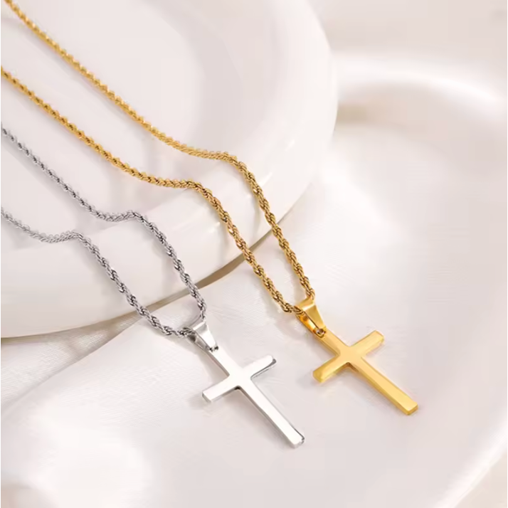 18k Gold Rope Chain With Cross 60cm By Bling Ting