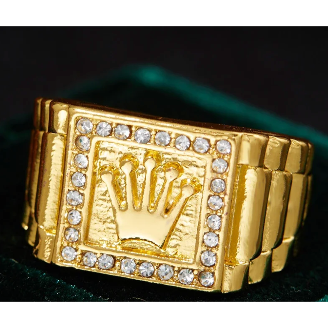 Rolex Style Signet Ring With Diamonds By Bling Ting