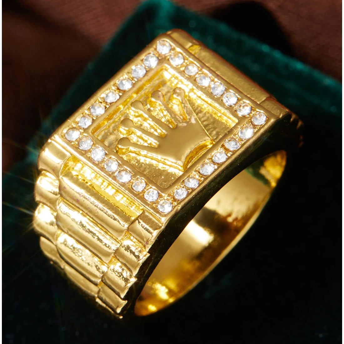 Rolex Style Signet Ring With Diamonds By Bling Ting