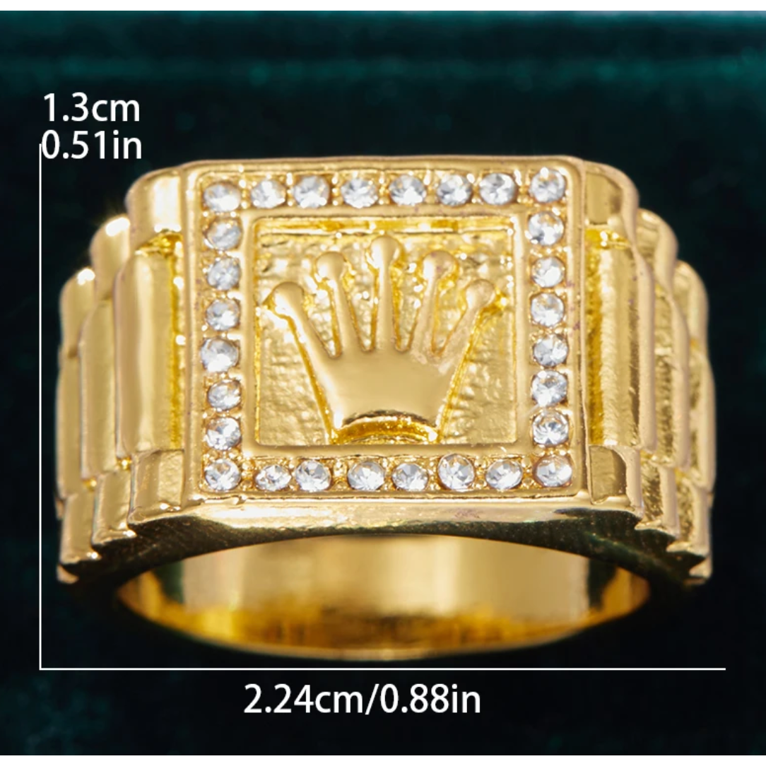 Rolex Style Signet Ring With Diamonds By Bling Ting