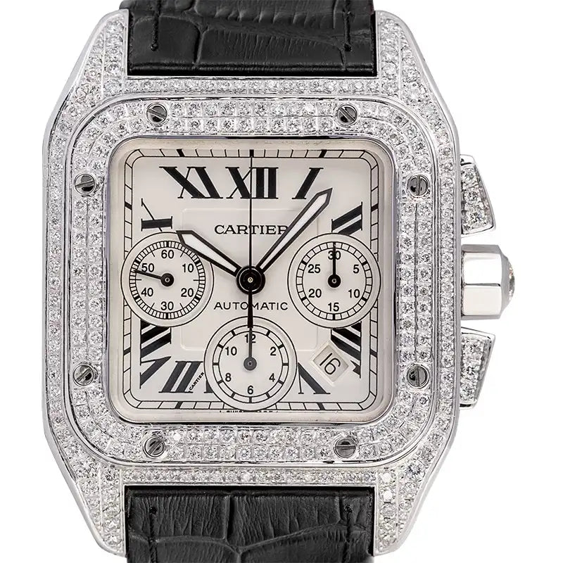 Cartier Santos 100 XL Chronograph W20090X8 Buss Down Diamonds