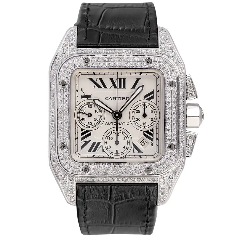 Cartier Santos 100 XL Chronograph W20090X8 Buss Down Diamonds