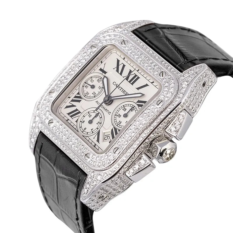 Cartier Santos 100 XL Chronograph W20090X8 Buss Down Diamonds