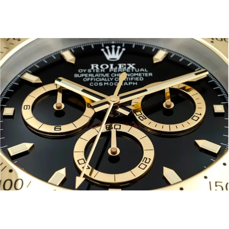 Rolex Daytona Gold & Black Wall Clock