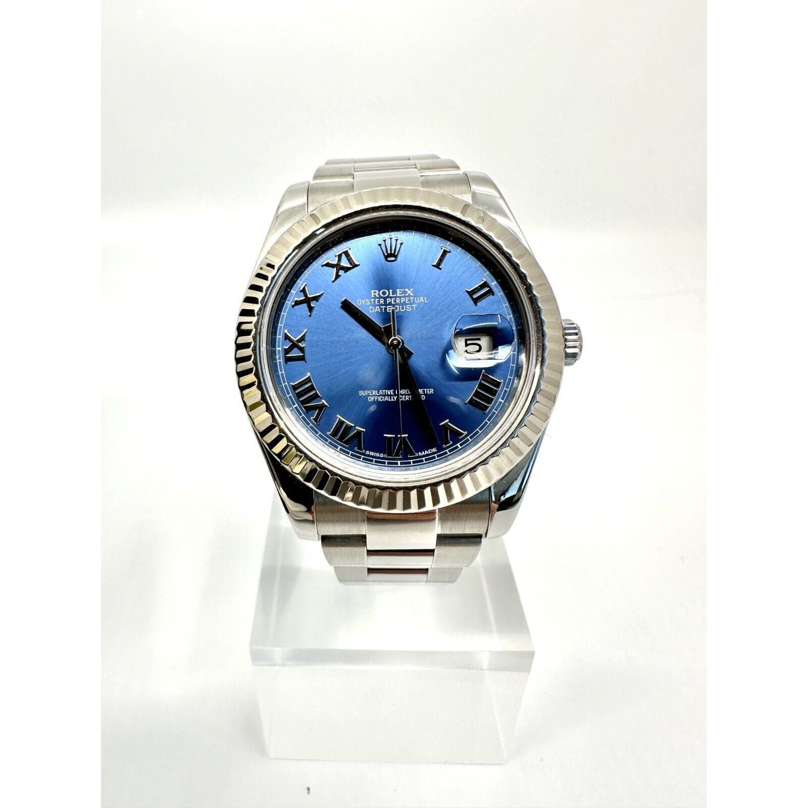 2015 Rolex Datejust II 41mm 116334 Azzurro Blue Roman Dial
