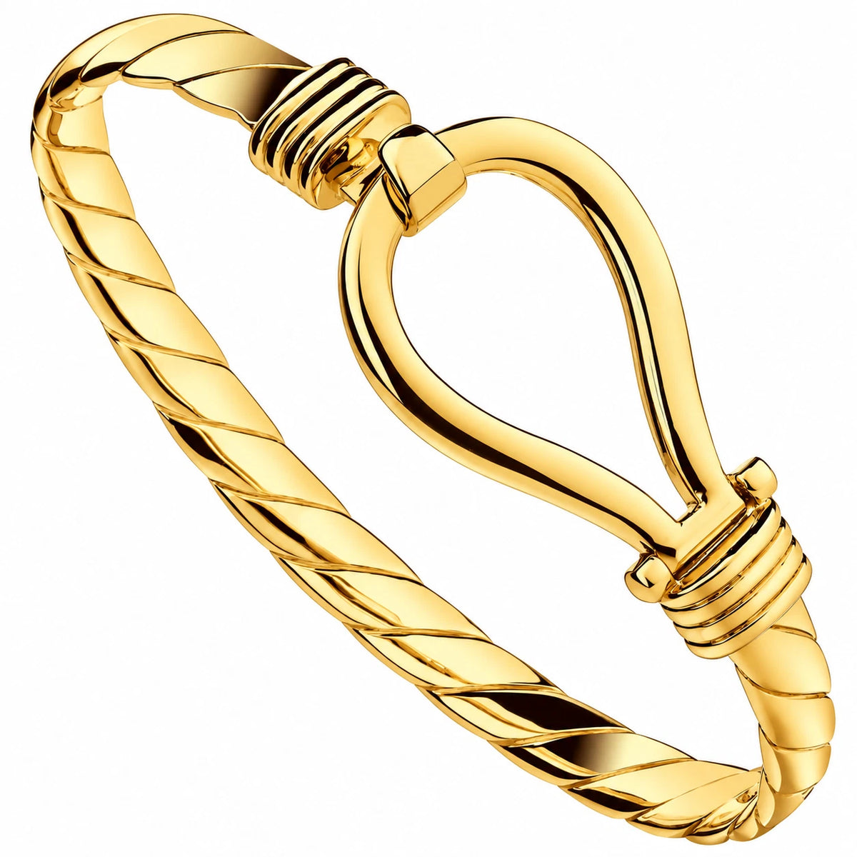 Mens Yellow Gold Hook Heavy Gents 6.5mm Bangle
