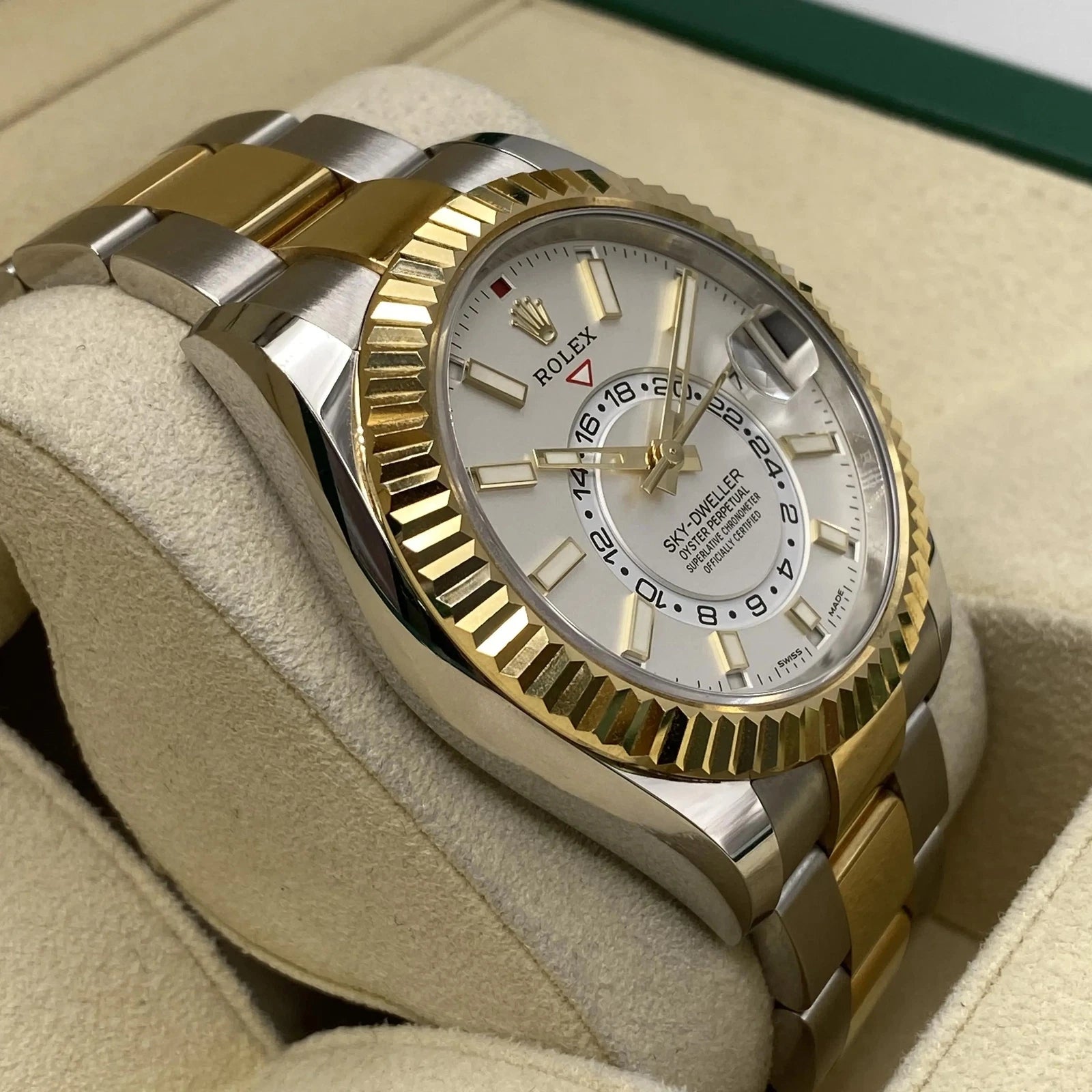 2022 Rolex Sky-Dweller 326933 42mm Steel 18K Yellow Gold White Dial