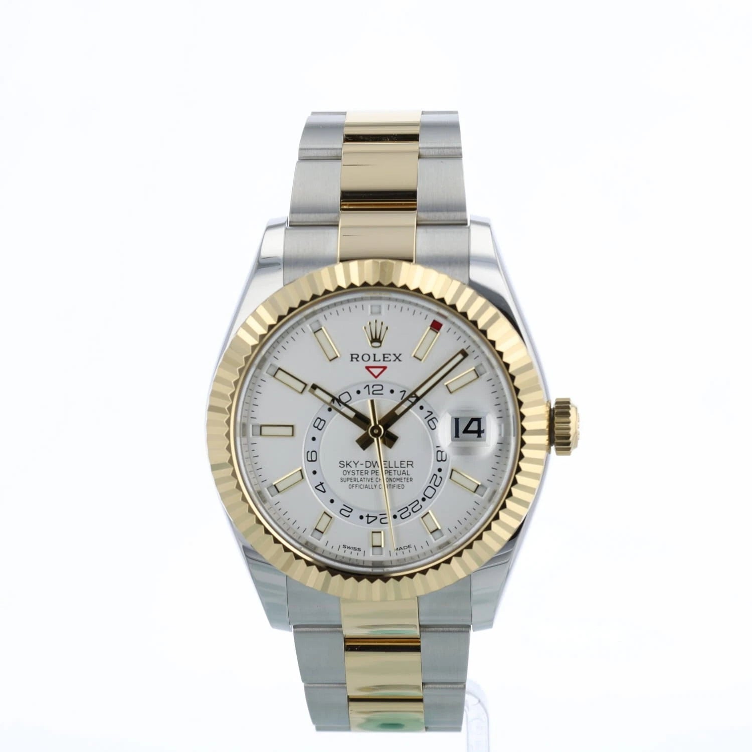 2022 Rolex Sky Dweller 326933 42 mm White Dial Gold Bi-Metal Oyster Box No Papers