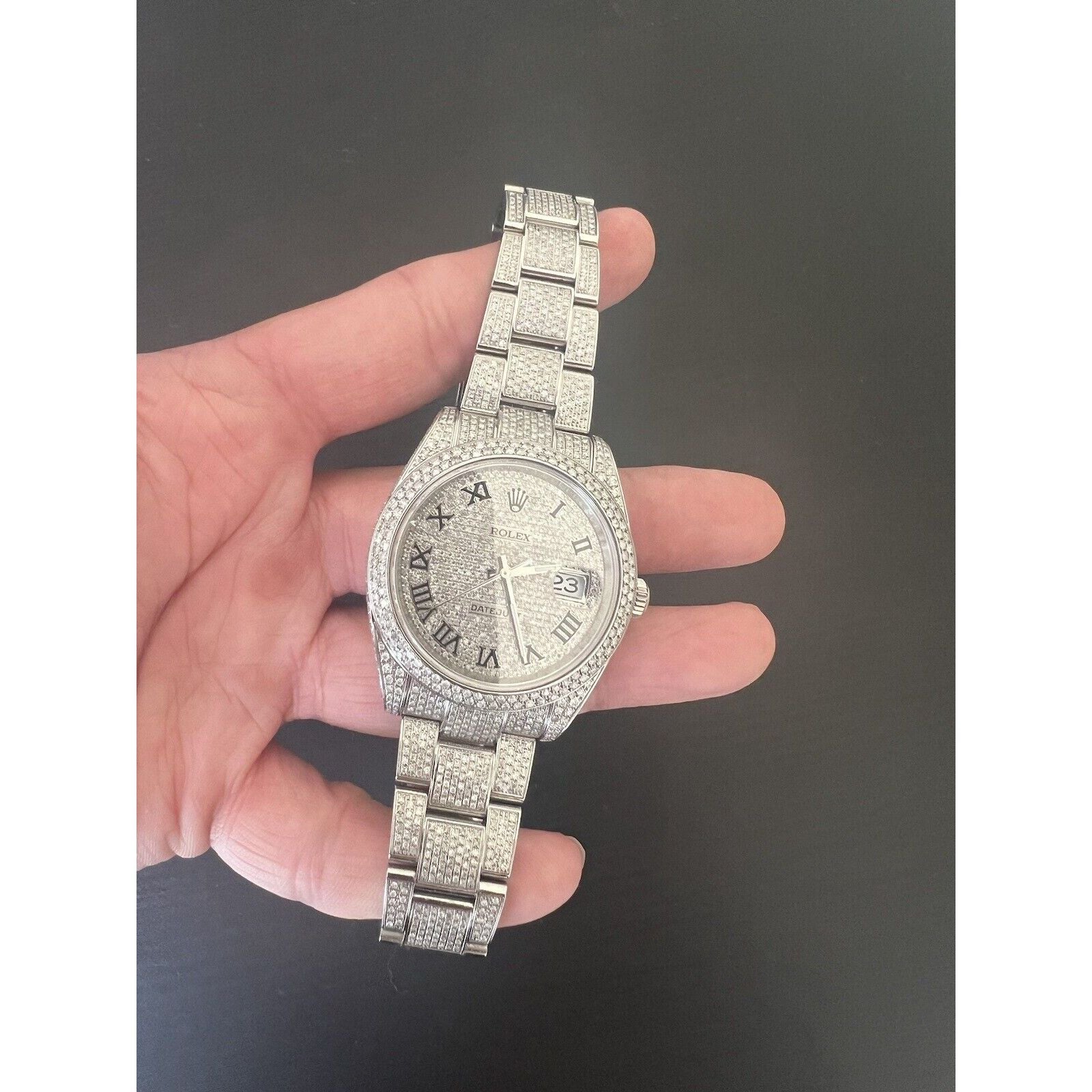 2020 Rolex DateJust 41mm 126300 Fully Iced Out 21ct VVS Diamonds