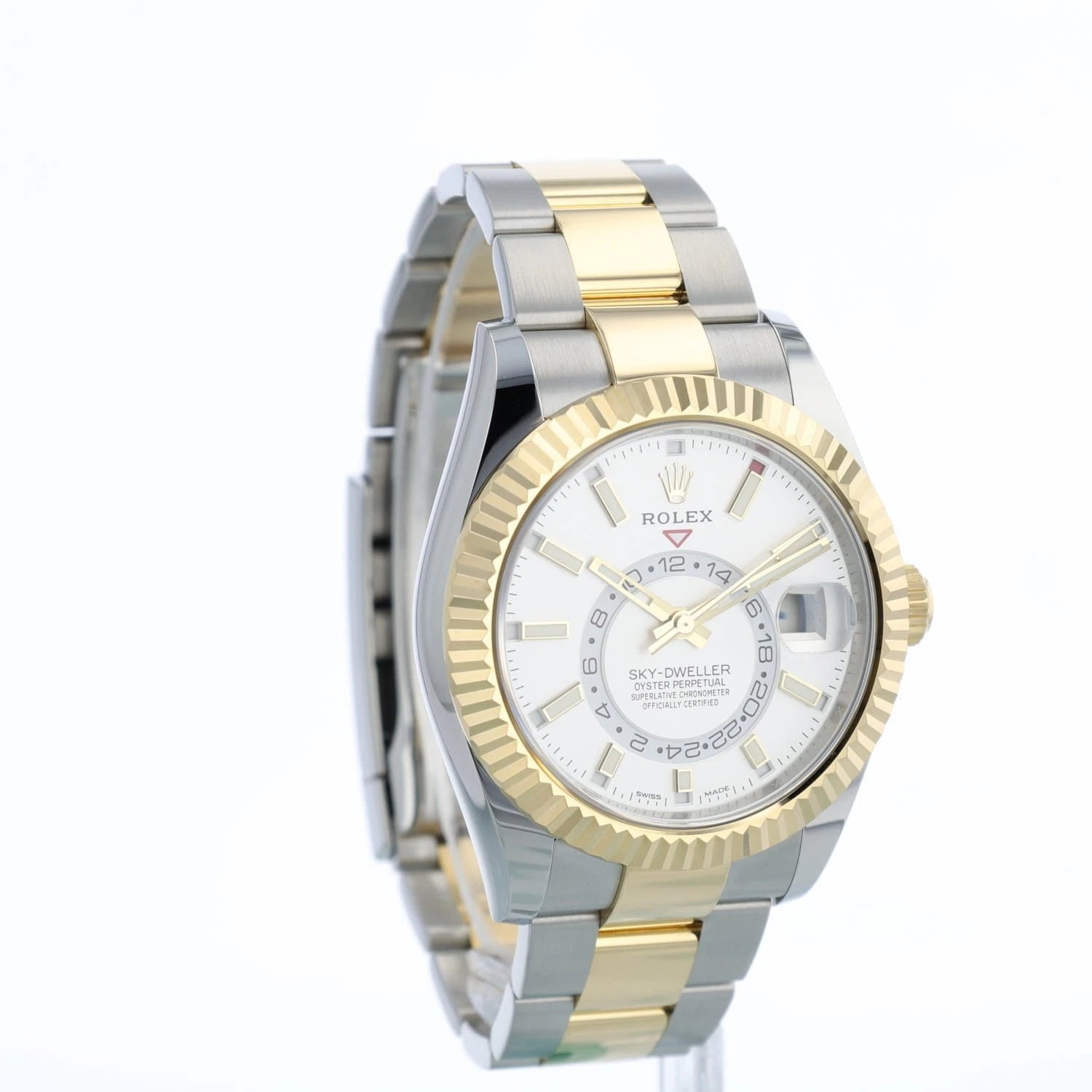 2022 Rolex Sky Dweller 326933 42 mm White Dial Gold Bi-Metal Oyster Box No Papers