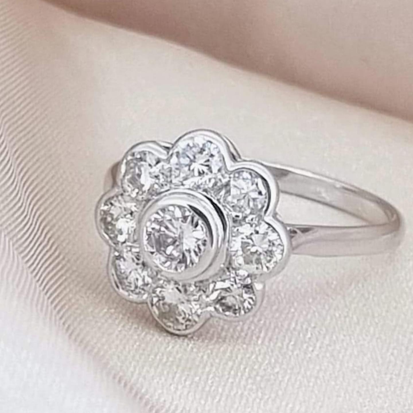 18K White Gold Cluster Ring 1.5 Carat Of Diamonds Just Reduced