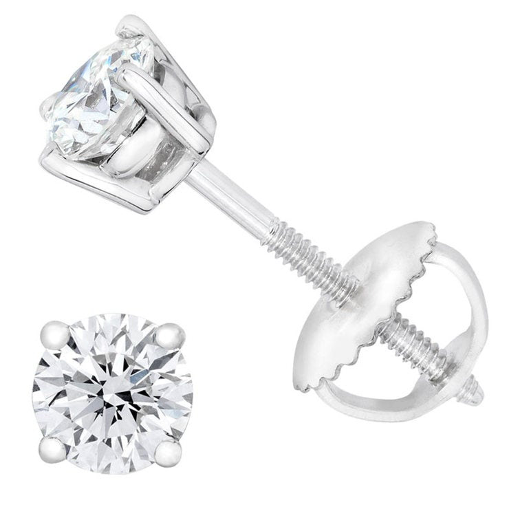 1.00ctw Round Brilliant Cut Diamond Stud Earrings Platinum