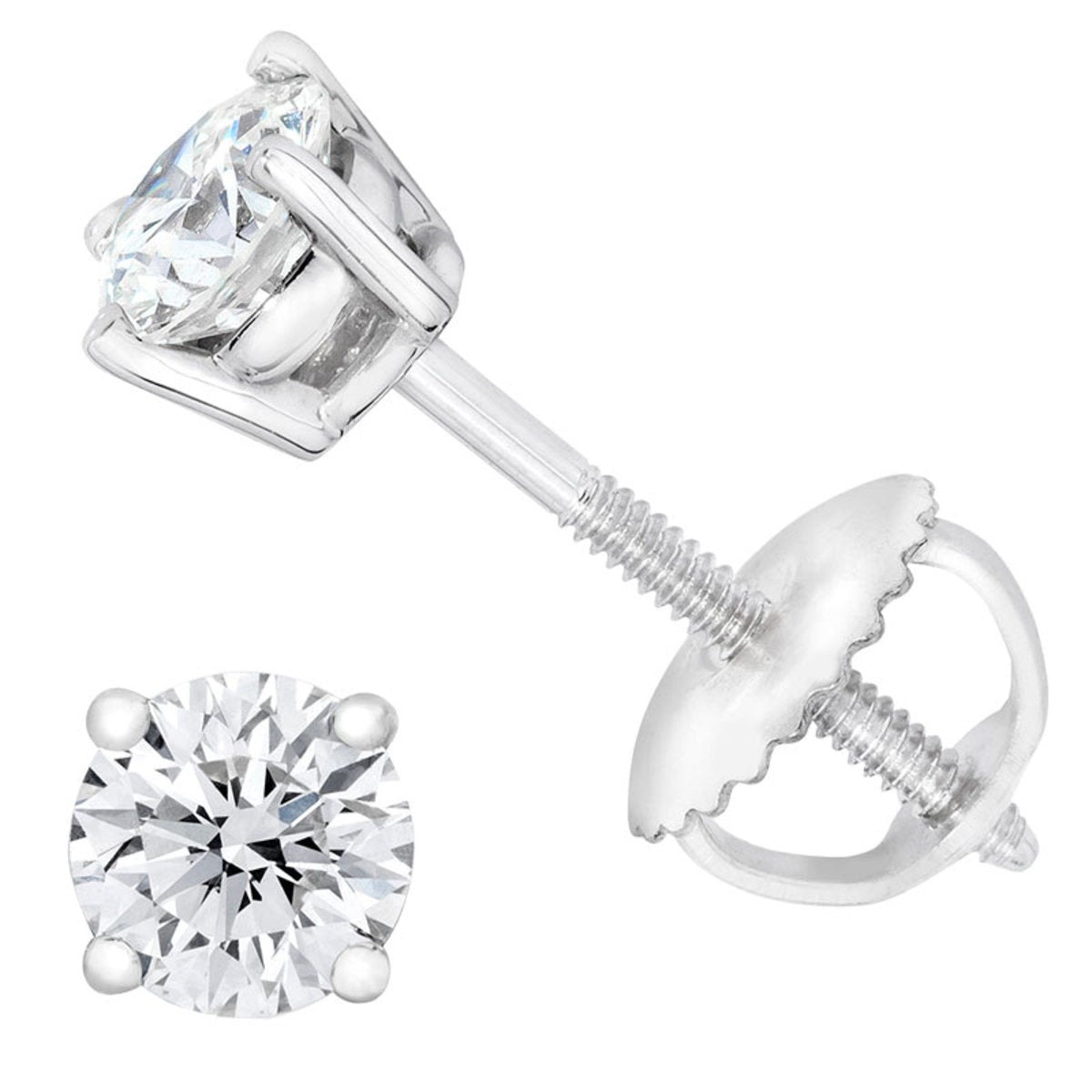 1.00ctw Round Brilliant Cut Diamond Stud Earrings Platinum