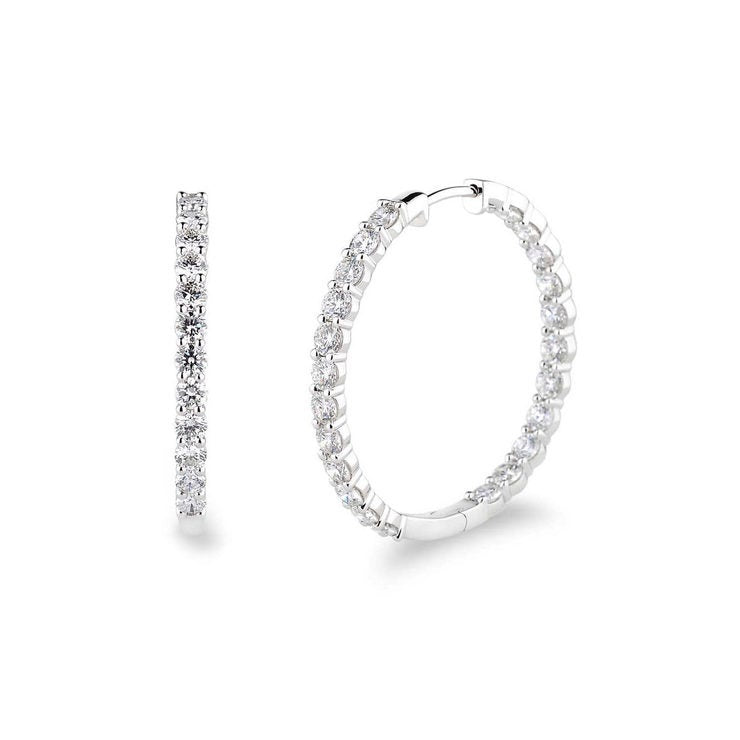 4.95ctw Round Brilliant Cut Diamond Inside Out Hoop Earrings 14ct White Gold