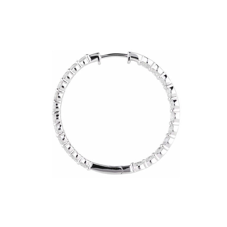 4.95ctw Round Brilliant Cut Diamond Inside Out Hoop Earrings 14ct White Gold