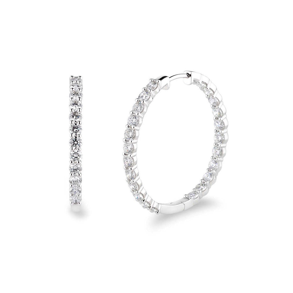 4.95ctw Round Brilliant Cut Diamond Inside Out Hoop Earrings 14ct White Gold