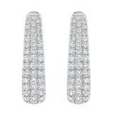 1.75ctw Round Brilliant Cut Diamond Triple Row Hoop Earrings 14ct White Gold