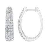 1.75ctw Round Brilliant Cut Diamond Triple Row Hoop Earrings 14ct White Gold