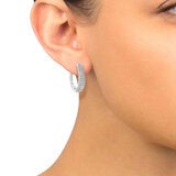 1.75ctw Round Brilliant Cut Diamond Triple Row Hoop Earrings 14ct White Gold