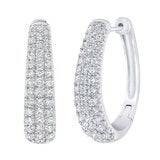 1.75ctw Round Brilliant Cut Diamond Triple Row Hoop Earrings 14ct White Gold