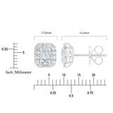 Emerald and Round Brilliant Cut Diamond Halo Stud Earrings 1.00ctw 14ct White Gold