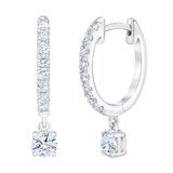 1.00ctw Round Brilliant Cut Diamond Dangle Hoop Earrings 14ct White Gold