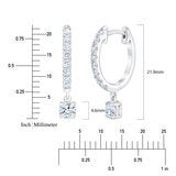 1.00ctw Round Brilliant Cut Diamond Dangle Hoop Earrings 14ct White Gold