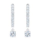1.00ctw Round Brilliant Cut Diamond Dangle Hoop Earrings 14ct White Gold