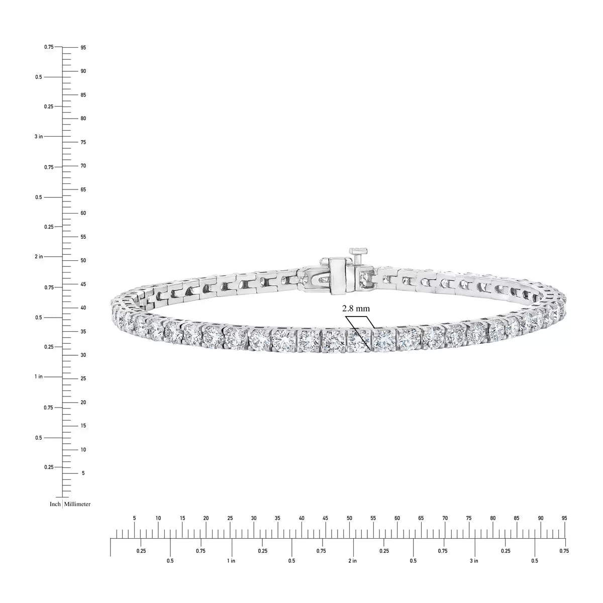 3.00ctw Round Brilliant Cut Diamond Tennis Bracelet, 18ct White Gold