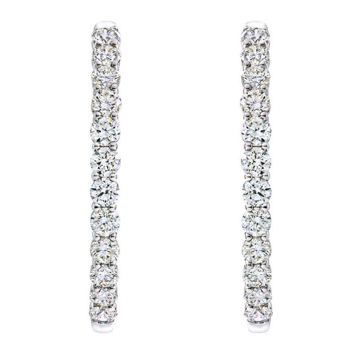 4.95ctw Round Brilliant Cut Diamond Inside Out Hoop Earrings 14ct White Gold
