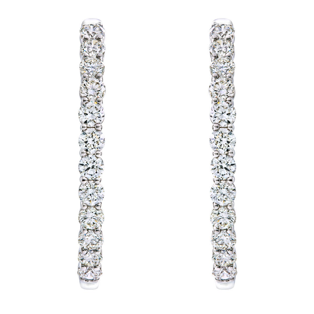 4.95ctw Round Brilliant Cut Diamond Inside Out Hoop Earrings 14ct White Gold