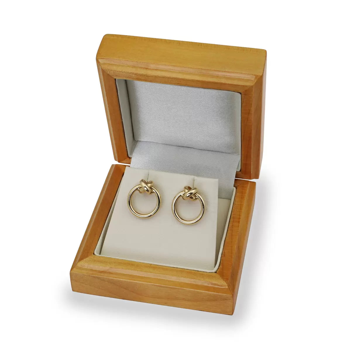 14ct Yellow Gold Circle Earrings with Cross Over Detail