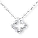 0.38ctw Round Brilliant Cut Diamond Quatrefoil Pendant 18ct White Gold