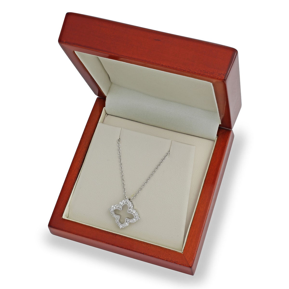 0.38ctw Round Brilliant Cut Diamond Quatrefoil Pendant 18ct White Gold