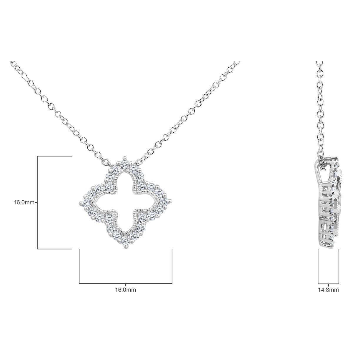 0.38ctw Round Brilliant Cut Diamond Quatrefoil Pendant 18ct White Gold