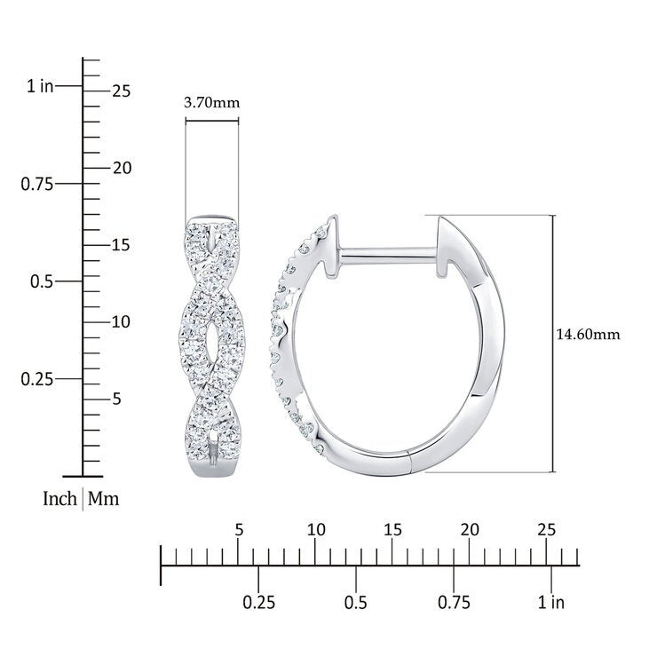 0.30ctw Round Brilliant Cut Diamond Twist Hoop Earrings 18ct White Gold